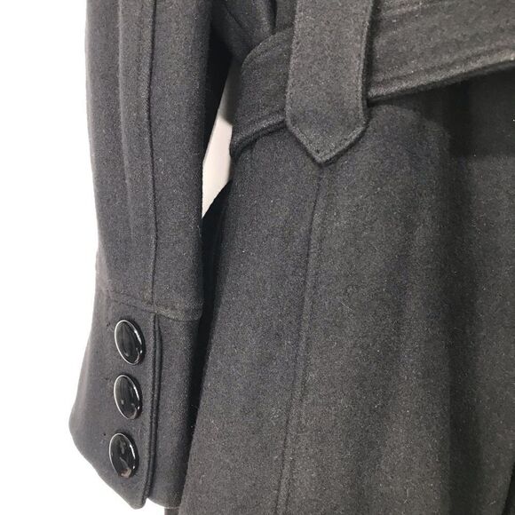 Worthington Black Wool Blend Button Up Trench Coat - Picture 14 of 16